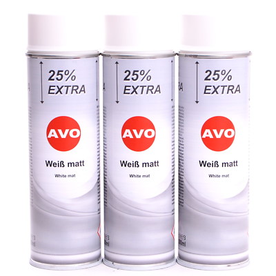 Lackspray weiss matt Spraydose 3 x 500ml Sprühdose Autolack Spray AVO A08010