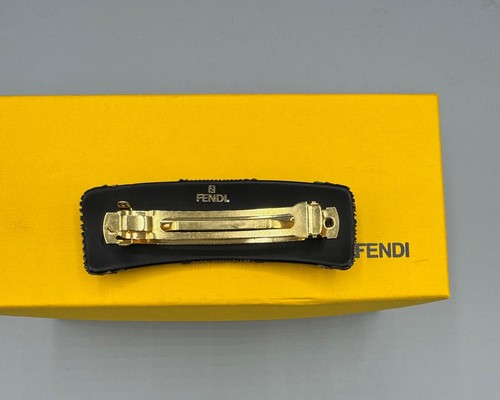 Vtg Fendi barrettes Brown Textured With Fendi Box #41 - Picture 9 of 16