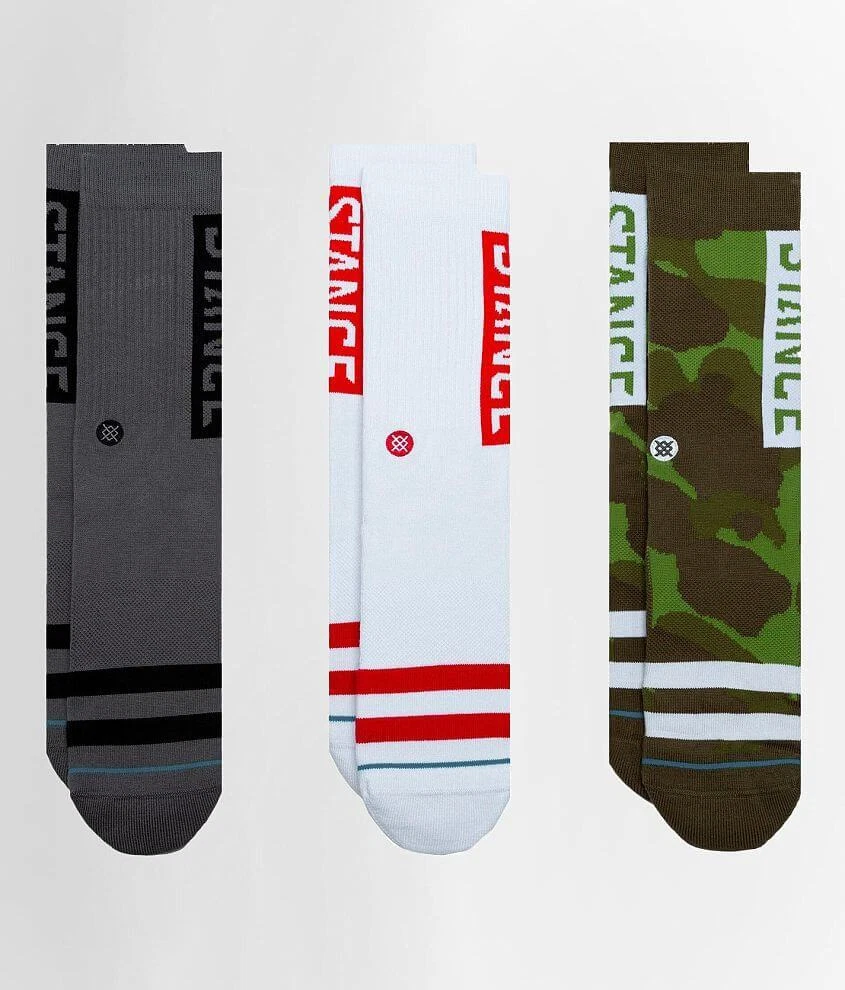Stance Men's L 9-13 Crew Socks Athletic Ribbed OG Camo White 3 Pair Pack