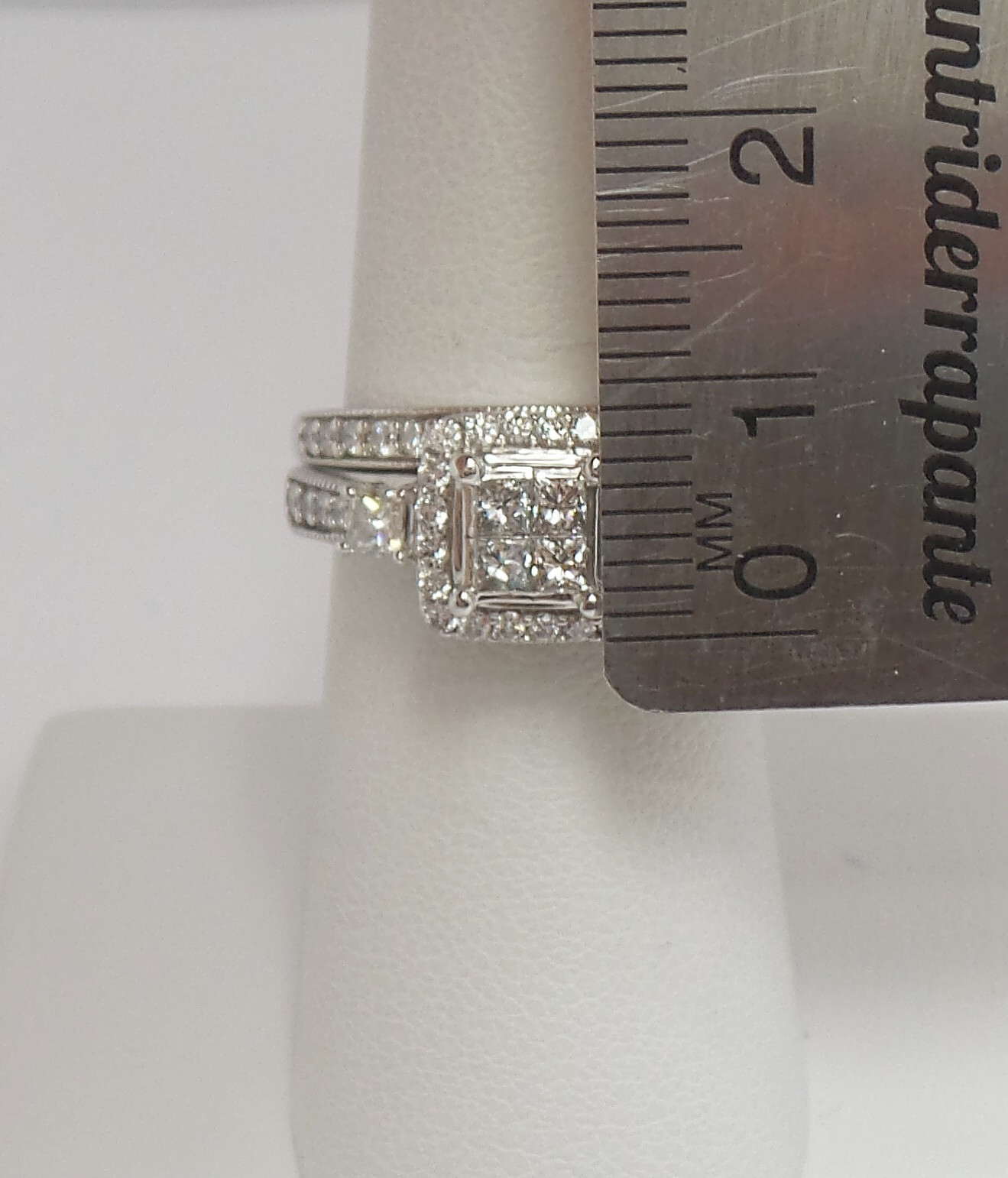 1CT Natural Diamond Halo Engagement Wedding Ring Bridal Set 10K White Gold Band
