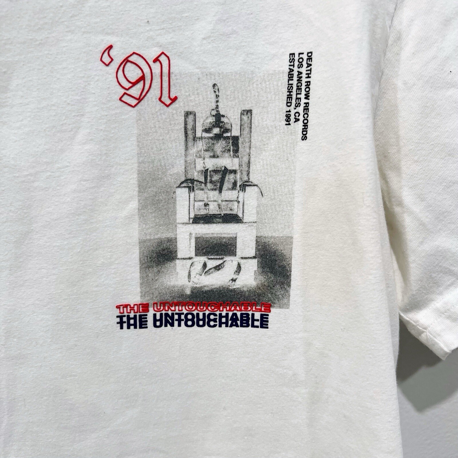 FILA T shirt uomo Death Row Records media bianca logo stampa grafica maglietta manica corta