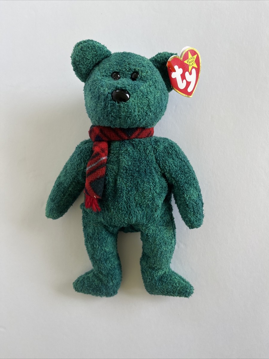 TY BEANIE BABY - WALLACE - SCOTTISH GREEN BEAR - TARTAN - JANUARY