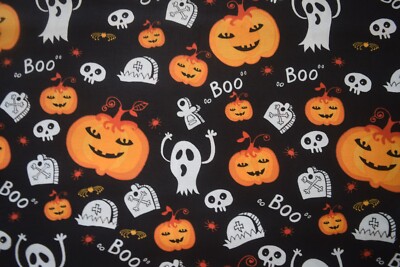 MDG Fabrics Happy Pumpkins and Ghosts Halloween  By the 1/4 yard cotton fabric