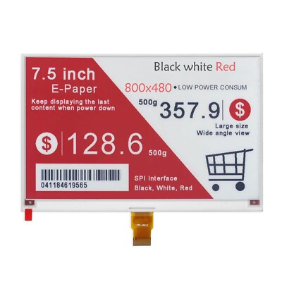7,5-Zoll-FPC-8612-Tintenbildschirm, kompatibel mit Raspberry Pi 3B/3B+/Zero