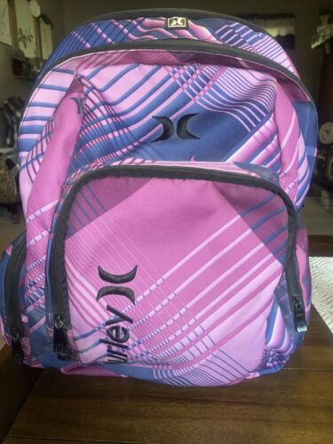 Hurley Skater Backpack Pink/ Blue Book School Bag Large Size Lots Of Pockets - Picture 1 of 10