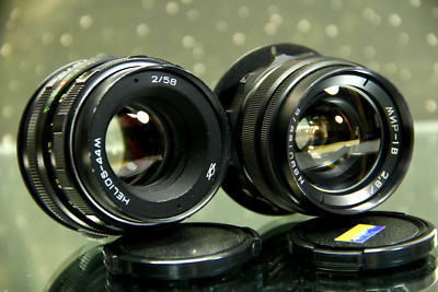 Mir-1B 2.8/37mm HELIOS 44M 2/58mm Set of 2 Soviet lens +adapter Canon EF