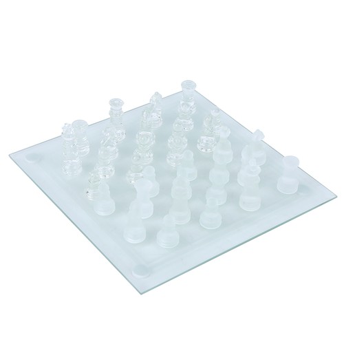 25x25cm Dull Polish Glass Crystal International Chess 1 Checkerboard GR - Picture 11 of 12