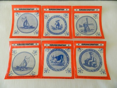 VTG DECAL EURODECORATION Decal Tiles Glass Timber Metal Blue & White Holland