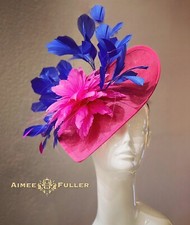 Kentucky Derby Fascinator Royal Blue Hot Pink Melbourne Cup Hat Royal Ascot Hat