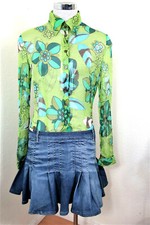 NWT Vintage DOLCE & GABBANA Denim Skirt Silk LongSleeve Dress New S M 28 42 6 7 