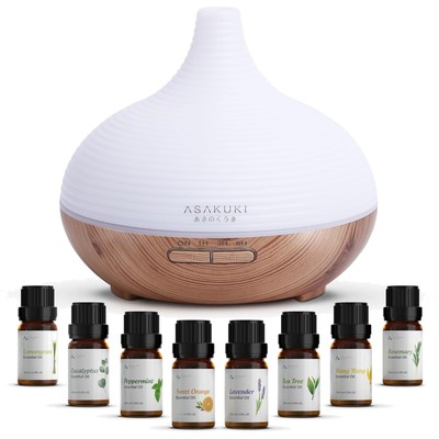300 ml Aroma Diffuser & 8 Essential Oils Set, 14 Farben LED & 23 dB Betrieb