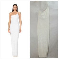 NWT Nookie Liberty Gown Women's (XL) White Sequin One Shoulder Full Length--$379