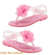 NEW Pink Sparkle Jelly Sandals with Pink Flower Size 7, 10 Toddler Girl Sandals