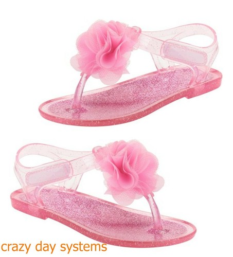 NEW Pink Sparkle Jelly Sandals with Pink Flower Size 7, 10 Toddler Girl  Sandals | eBay