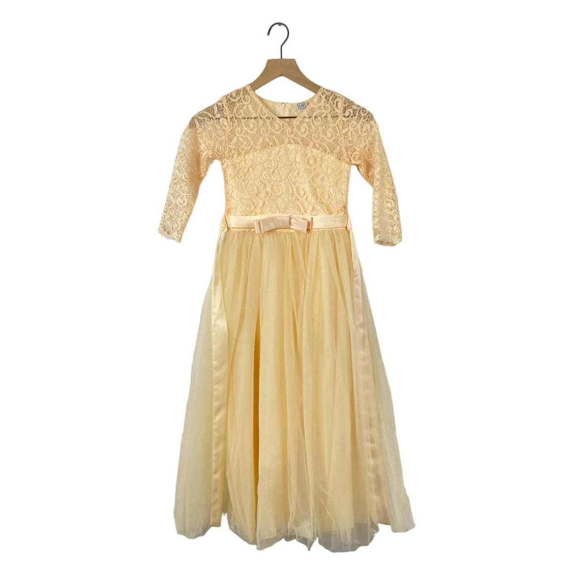Vintage cream lace full tulle maxi dress size 140/10 | eBay