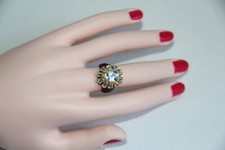 Artisan Blue and White Topaz Gold Vermeil  Sterling Silver Ring