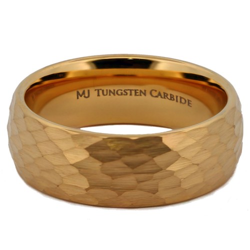 Anillo de boda estilo obsidiana o dorado martillado de 8 mm carburo de tungsteno - Imagen 5 de 13