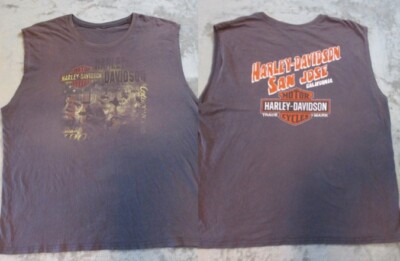 Vintage Harley Davidson Shirt Mens XXXL Gray Faded Thrashed San Jose California