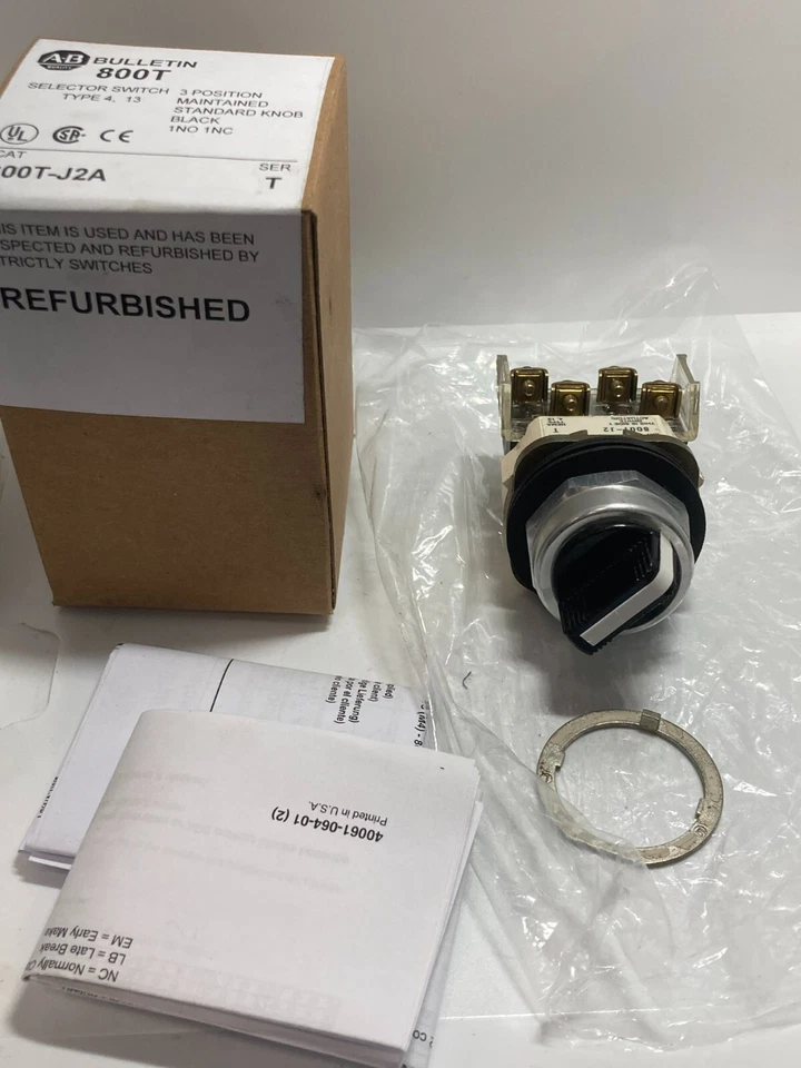 ALLEN BRADLEY 800T-J2A SELECTOR SWITCH 3 POSITION MAINTAINED 1NO/1NC 30MM SER. T - Image 3 of 4