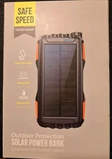Safe Speed Outdoor Large SOLAR POWER BANK Android or iOS Charging, W/ Flashlight
