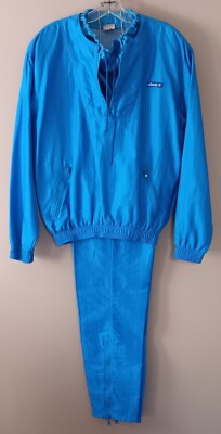 Vtg Ellesse Nylon 90s Blue Track Suit Womens Sz 8 Half Zip Gathered Neck VGC