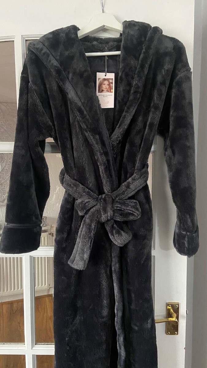 black and grey dressing gown Men's Black Supersoft Dressing Gown With Grey Piping