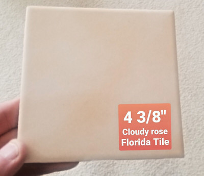 Florida tile cloudy light rose Matte 4 3/8 '' X  4 3/8 '' New Old Stock