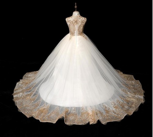 Flower Girl Tutu Long Dress Sequin Lace Girls Prom Gowns Party Princess Dresses - Picture 5 of 18