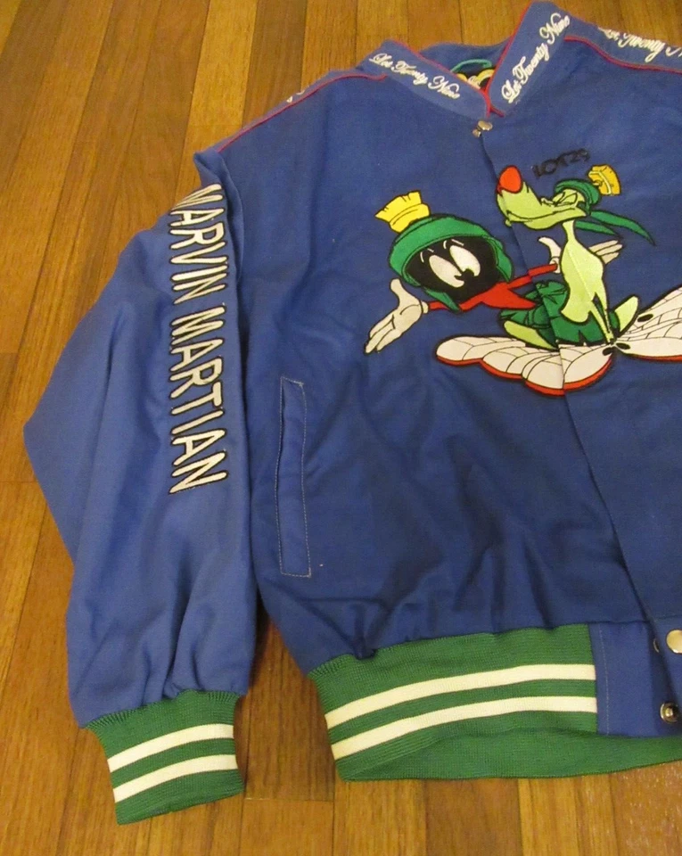 Лот 29 Looney Tunes Marvin марсианский гонки Bomber куртка размер большой синий б/у - Изображение 4 из 4