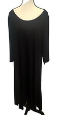 Women’s Tahari BLACK 3/4 Sleeve Rayon Spandex Midi Dress Stretchy Sz 2X