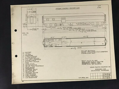 #ad Vintage Union Pacific Railroad Equipment Diagram Atomic Energy Escort Car $19.50
