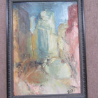 vintage MCM original oil Painting expressionist Abstract cubist Signed 20 x 28 — photo 3
