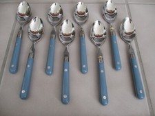 8 Washington Forge Mardi Gras WILLIAMSBURG BLUE Stainless Soup Spoons Flatware