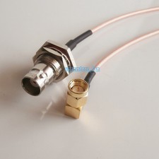 BNC female nut bulkhead to SMA male Jack right angle RG316 pigtail cable 15cm
