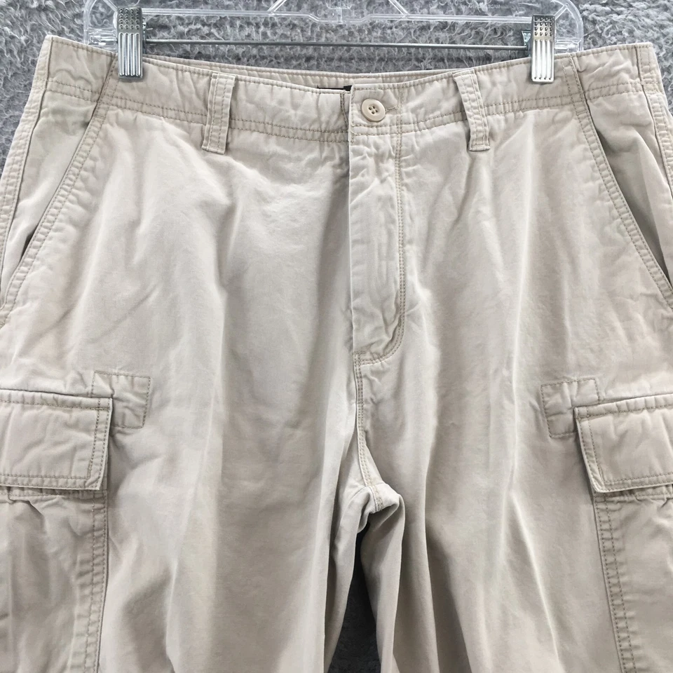 Saks Fifth Avenue 工装短裤男式 33(实际 35x9.5)米色棉质中腰拉链 — 第 2/4 张图片