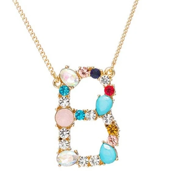 Gold and Rhinestone Initial Necklace – Shabby Chic Boutique and Tanning  Salon