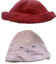 2 Carter Carter's Baby Girl Infant Hats 9 Mo Pink Turban Beanie  Knit Hat