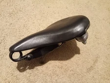 Antique Bicycle Mesinger B1 Deluxe  Mens Seat Saddle Crash Tabs Leather Pre War