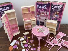 Barbie Vtg 1987 Sweet Roses Refrigerator Stove/Oven Kitchen Set W/Accessories