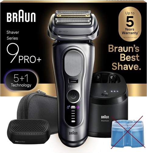 *READ* Braun Series 9 PRO+ Electric Shaver Wet Dry, Cleaning Dock 9697CC Silver