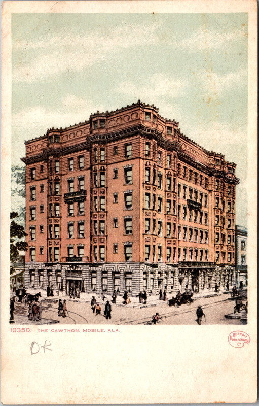 The CAWTHON HOTEL St. Francis & Conception Streets Mobile AL Alabama Postcard UB