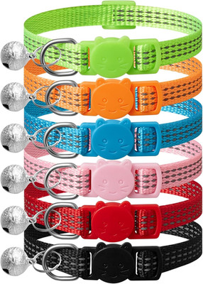 Upgraded Version 6 Pack Reflective Cat Collars with Bell,Breakaway Safety Kitten