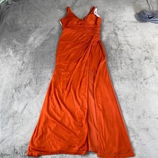 Azazie Gown Women A10 Burnt Orange Ruched V-Neck High Slit Formal Maxi Dress