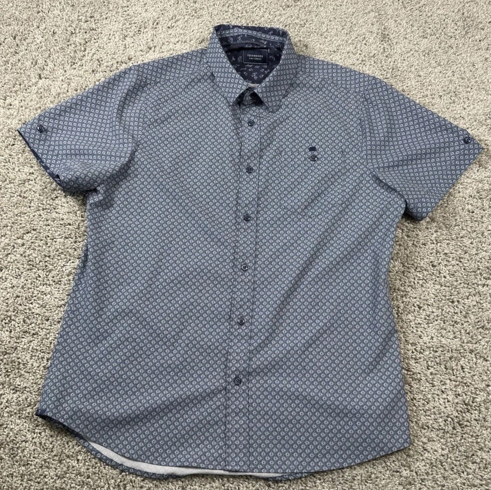 7 бриллиантов 4 направления эластичной мужской производительности коротким рукавом рубашка на пуговицах средний - Изображение 2 из 4