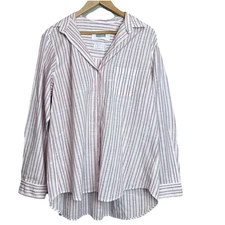 Grayson Frank & Eileen Shirt Women's 5 XL The Hero Striped White Red Button Up