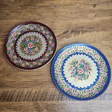 Hand Made in Greece Rose Floral 7.5in decorative plates Multi-color 