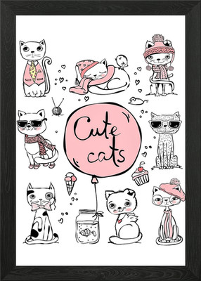 Gerahmtes Wandbild Poster Leinwanddruck Bild Katze Liebe