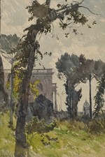 Roman Garden with Distant Dome Henri-Joseph Harpignies 1863