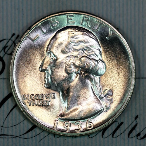 * 1936-D * SOLID+ GEM BU MS WASHINGTON QUARTER * FROM ORIGINAL COLLECTION