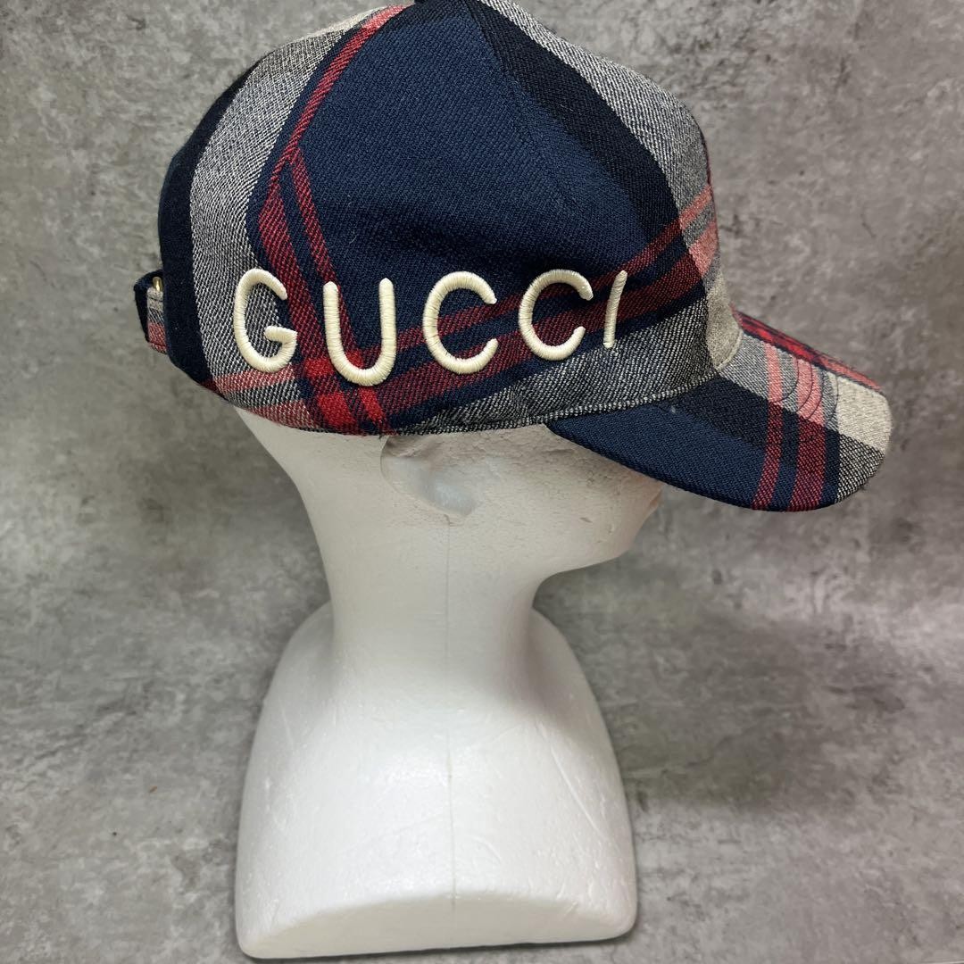 GUCCI Check pattern cap Size XL 60 Embroidery Logo for Men Pre